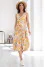 White sundress "Lucia" with yellow print