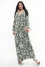 "Lina" olive-colored dress with print