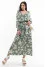 "Lina" olive-colored dress with print