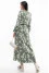 "Lina" olive-colored dress with print