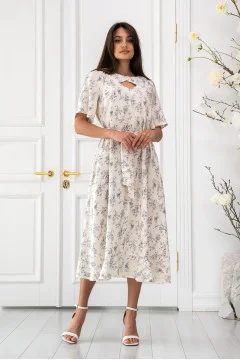 Dress "Airin-Summer" beige with gray print