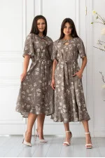 Dress "Airin-Summer" beige with gray print