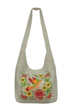 Embroidered bag "Firebird" beige