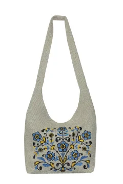 Embroidered bag "Chichka" beige