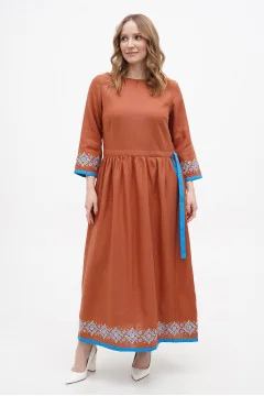 Embroidered dress "Marrakesh" in terracotta color