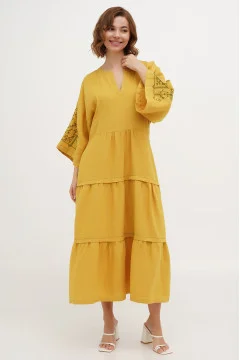 Embroidered dress "Boryslava" yellow
