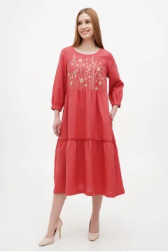Embroidered dress "Whisper" red