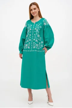 Mint-colored embroidered dress "Lavandula"