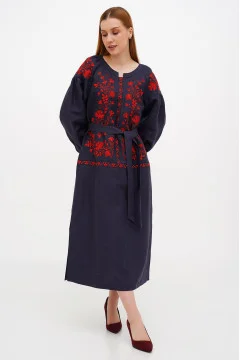 Embroidered dress "Lavandula" in black