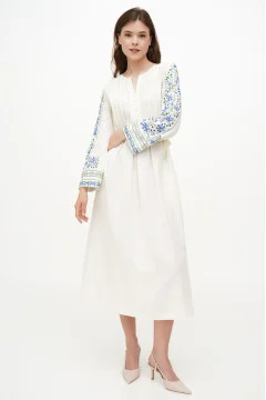 Embroidered dress "Vlasta" beige