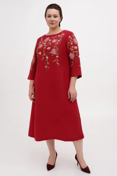 Embroidered dress "Ivanna" dark red