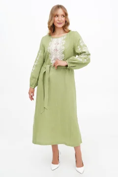Embroidered dress "Tira" in green