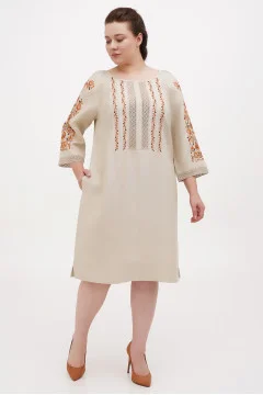 Embroidered dress "Willow" beige