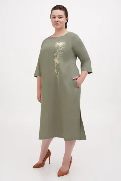 Embroidered dress "Olvia" olive color