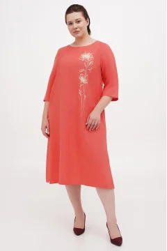 Embroidered dress "Olvia" coral color