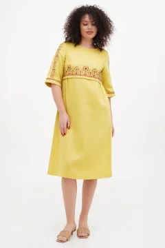 Embroidered dress "Myrosya" yellow