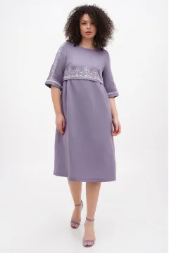 Embroidered dress "Myrosya" in lavender color