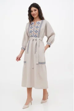 Embroidered dress "Morika" beige