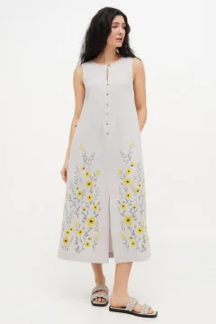 Embroidered dress "Neya" in gray