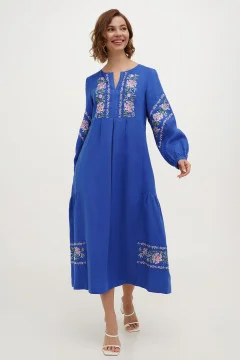 Embroidered dress "Malyovanka" in cornflower color