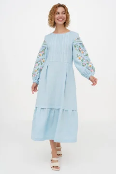 Embroidered dress "Fun" blue