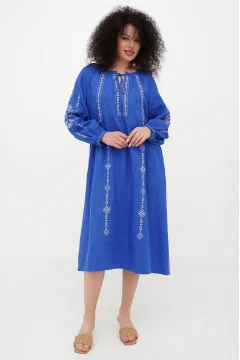 Embroidered dress "Ksenya" in electric color