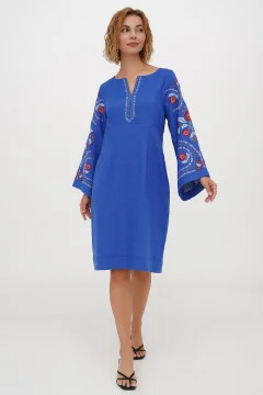 Embroidered dress "Spring" in electric color
