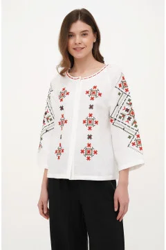 Embroidered shirt “Alder” white