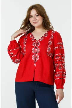Embroidered shirt "Siyana" red