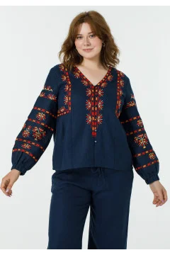 Embroidered shirt "Siyana" blue