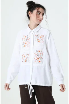 Embroidered “Georgette” white