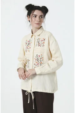 Cream-colored Georgette embroidery