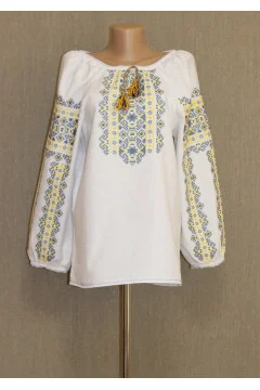Embroidery "Ukrainian ornament" yellow-blue