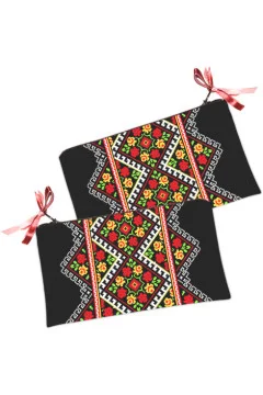 Cosmetic bag-purse "Rose embroidery" black